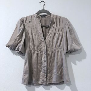 BCBGMaxAzria Silk Puff Sleeve Blouse